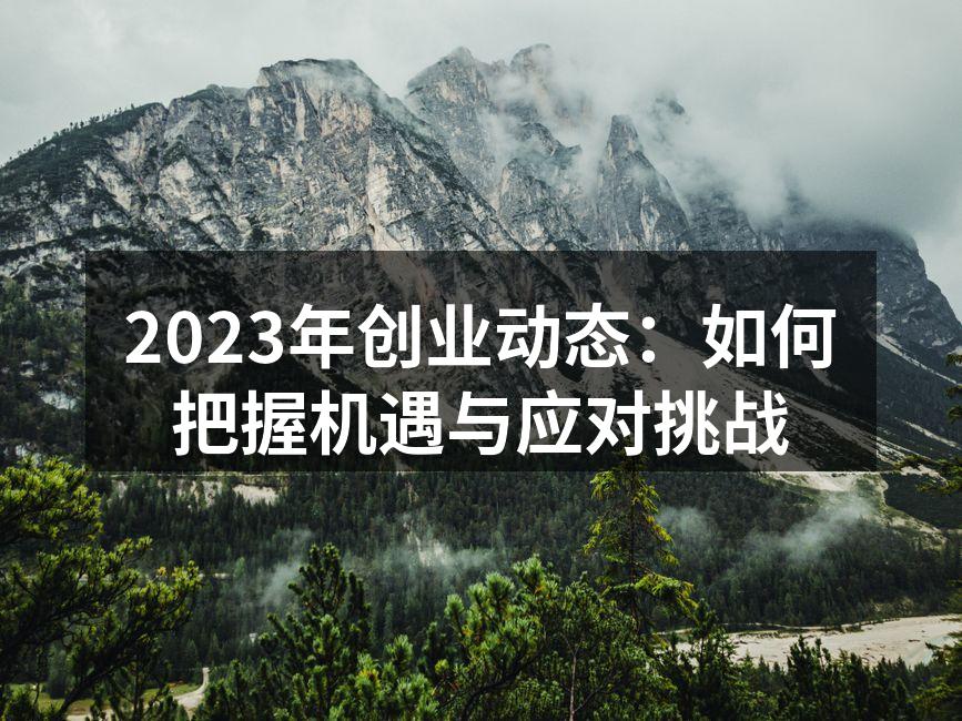 2023年创业动态：如何把握机遇与应对挑战
